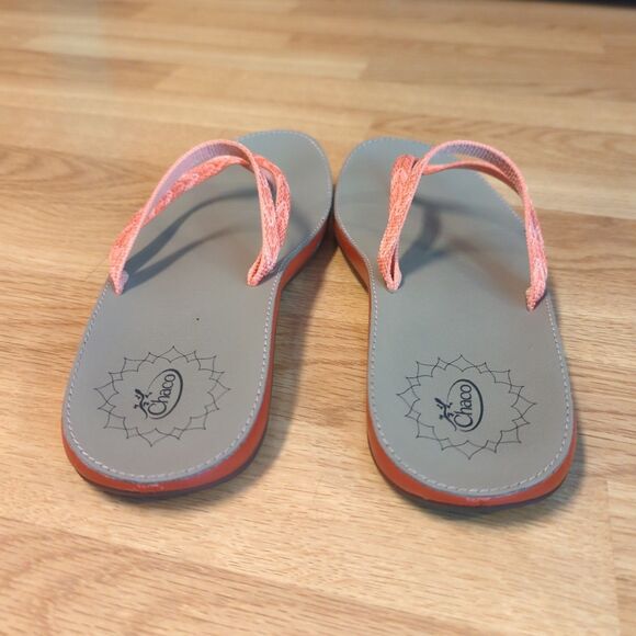 Chaco Abbey Flip Flop Sandals Womens 7 Peach Pink Coral Slip On Summer Beach - Picture 3 of 7